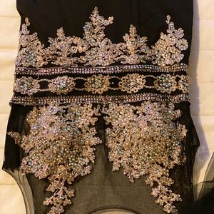 Romance Couture Beaded Black Fishtail Gown.